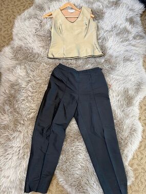 Sheen Tank and Pant Set Tailored Black Women's Dress Pants and Gold Top